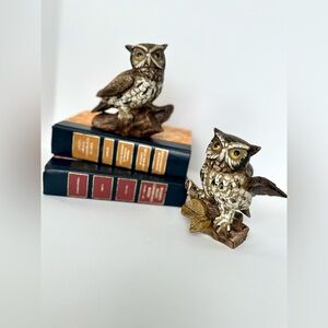 1970s Hand Painted Vintage HOMCO Porcelain Owl Pair